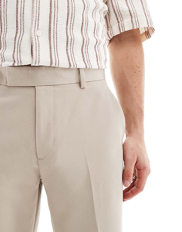 Asos ASOS DESIGN Smart Slim Fit Trousers In Stone