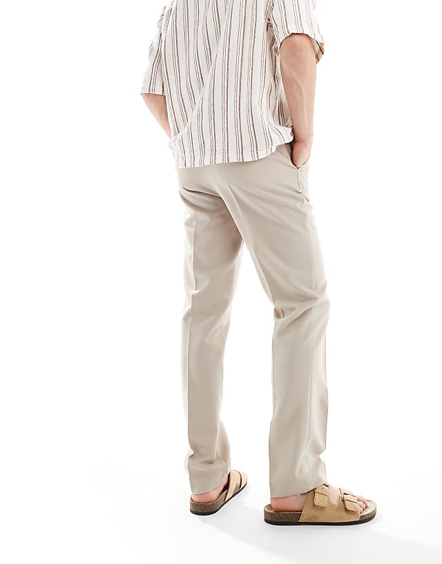 Asos ASOS DESIGN Smart Slim Fit Trousers In Stone