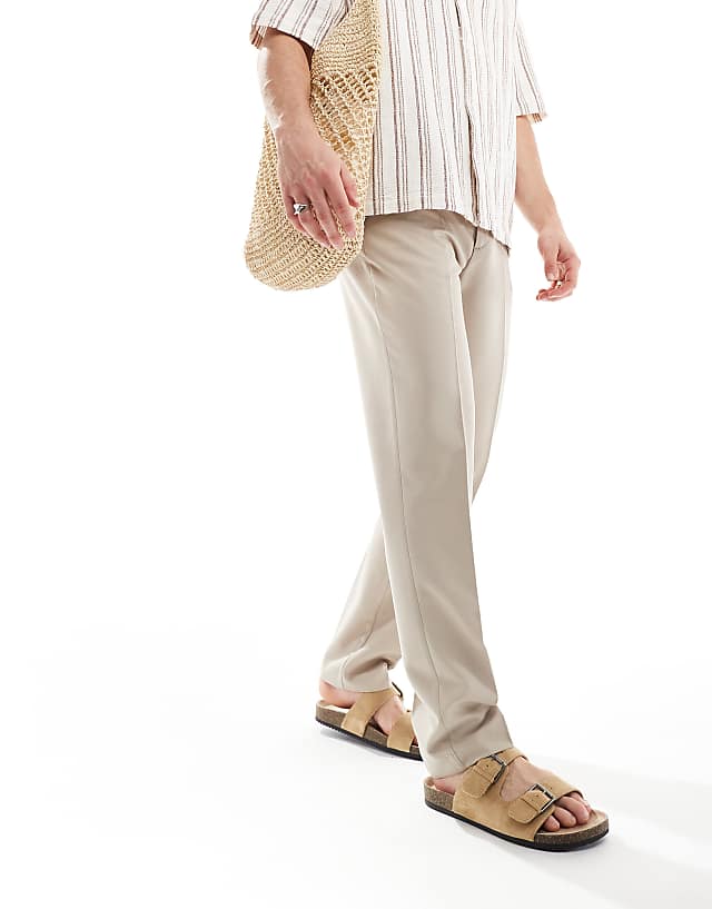 asos ASOS DESIGN smart slim fit trousers in stone