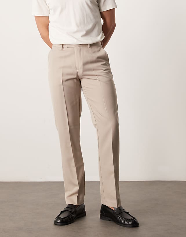asos ASOS DESIGN smart slim fit trousers in stone
