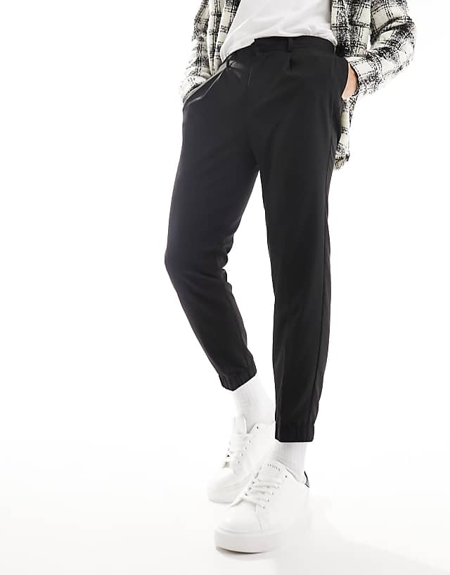 asos ASOS DESIGN smart tapered joggers in black