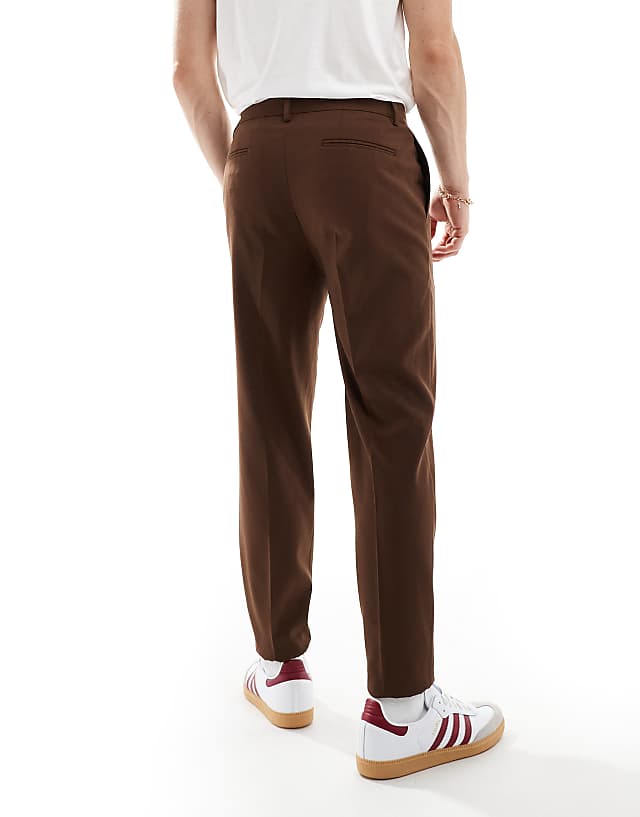 Asos ASOS DESIGN Smart Tapered Joggers In Brown