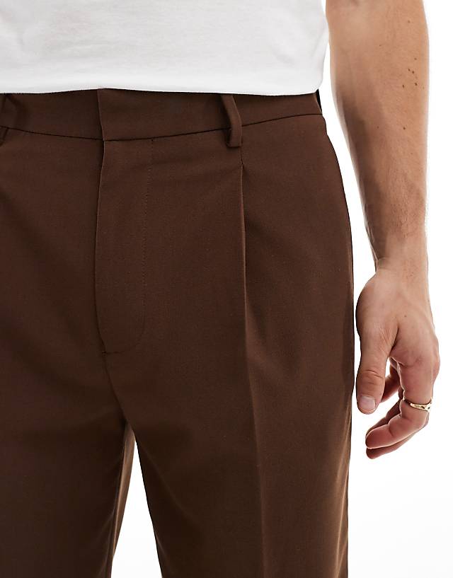 Asos ASOS DESIGN Smart Tapered Joggers In Brown