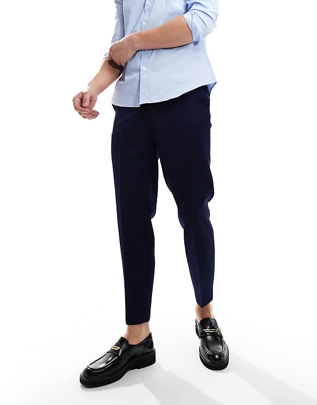 Asos ASOS DESIGN Smart Tapered Trousers In Navy