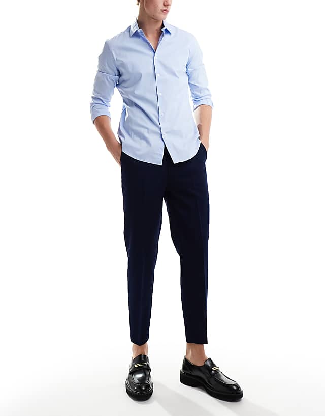 asos ASOS DESIGN smart tapered trousers in navy
