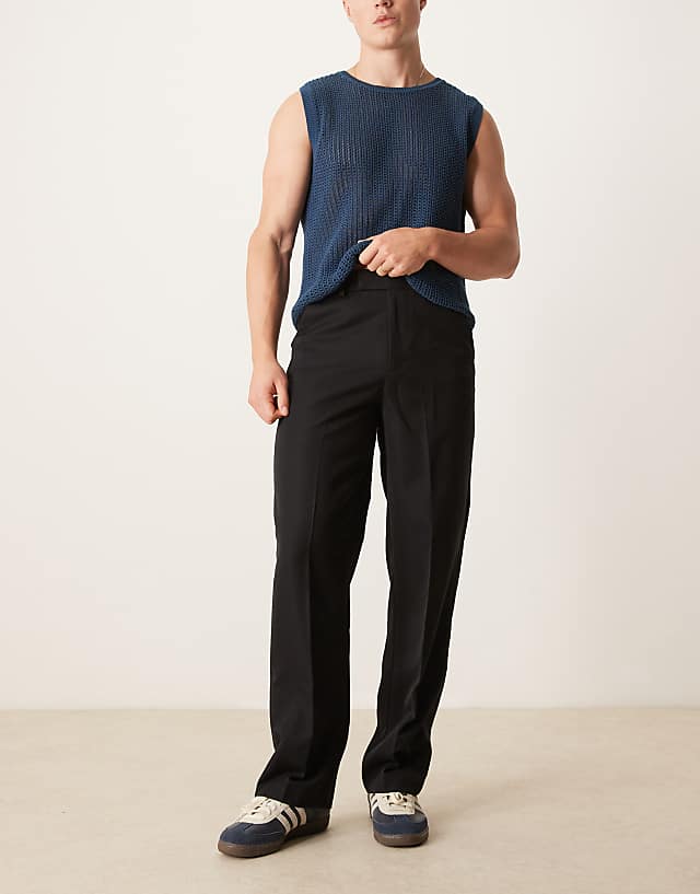 Asos ASOS DESIGN Smart Wide Leg Trousers In Black