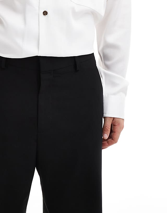 Asos ASOS DESIGN Smart Wide Leg Trousers In Black