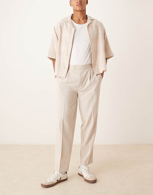 Asos ASOS DESIGN Smart Wide Leg Trousers In Stone