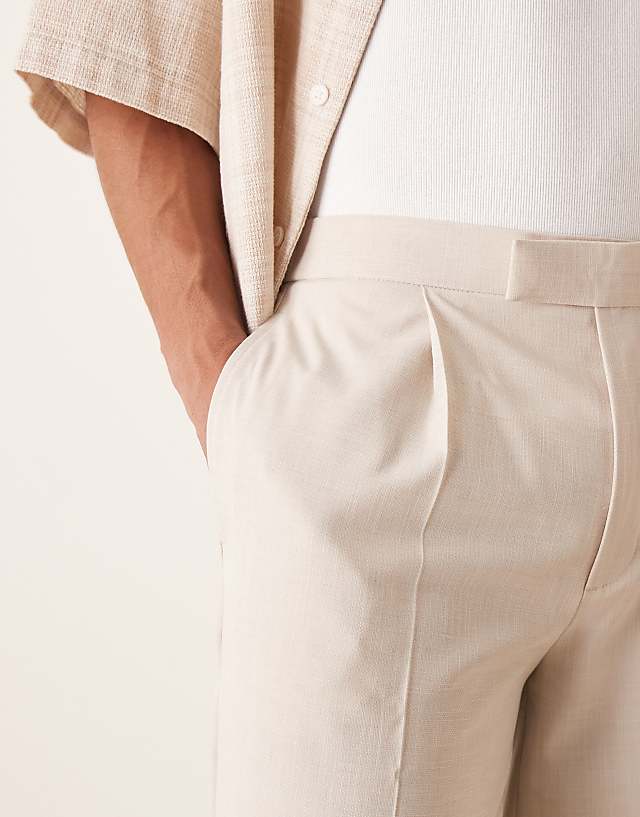 Asos ASOS DESIGN Smart Wide Leg Trousers In Stone