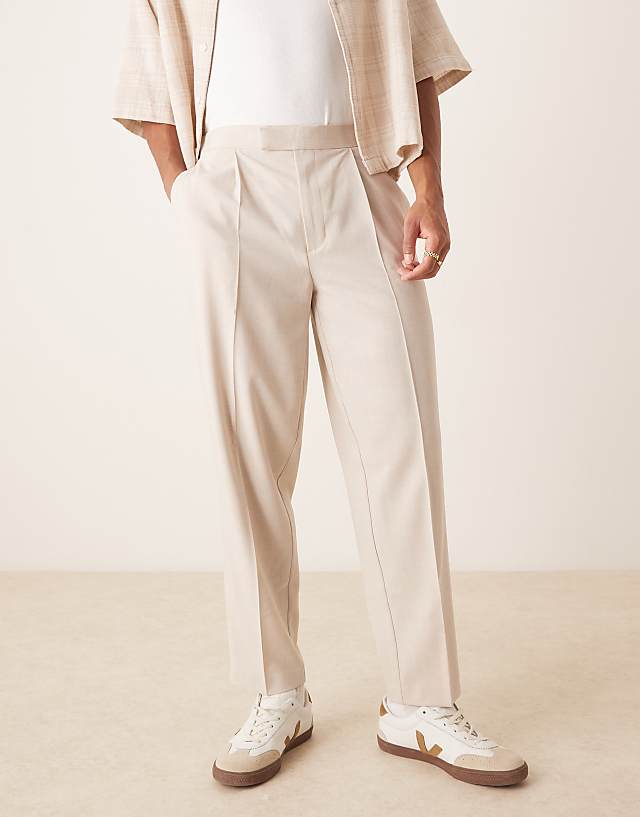asos ASOS DESIGN smart wide leg trousers in stone