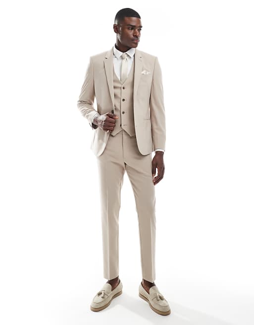 asos ASOS DESIGN stone suit in skinny fit