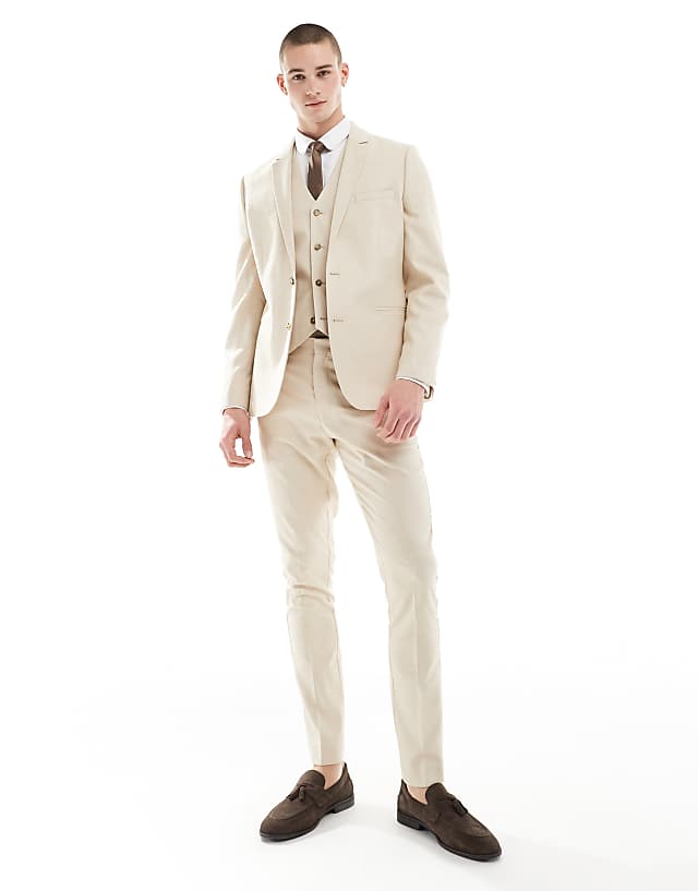 Asos ASOS DESIGN Stone Wedding Suit In Skinny Fit