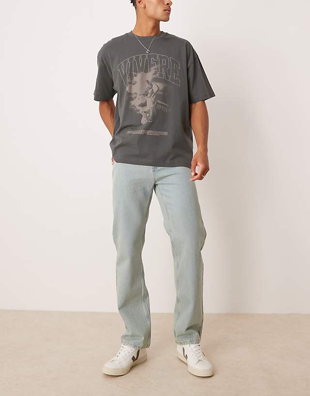 asos ASOS DESIGN straight leg jeans in green tint