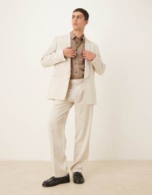 Asos ASOS DESIGN Straight Leg Suit In Beige Satin