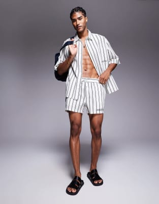 Asos ASOS DESIGN Stripe Co-ord In Stone