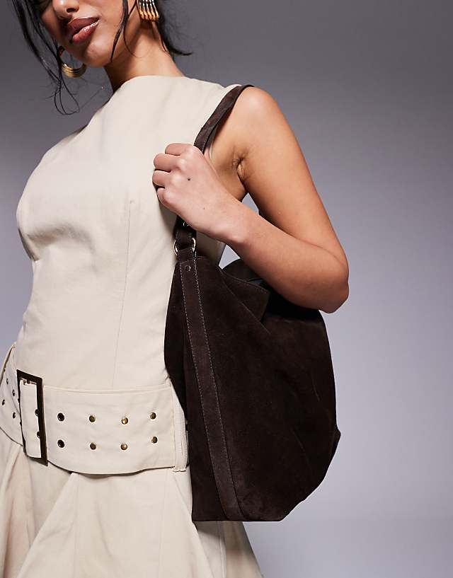 Asos ASOS DESIGN Suede Tote Bag In Chocolate