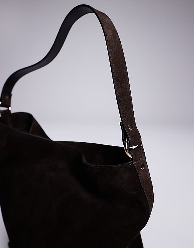 Asos ASOS DESIGN Suede Tote Bag In Chocolate