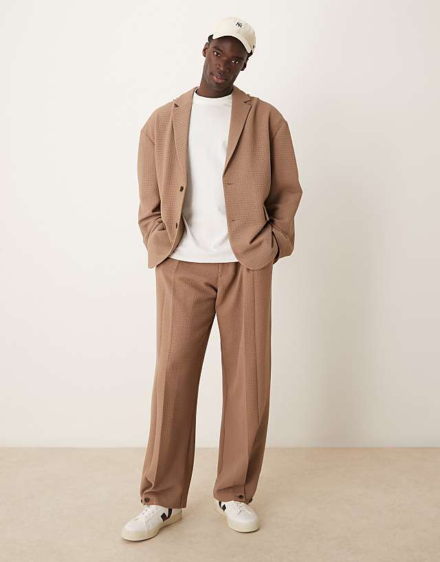 asos ASOS DESIGN suit in brown seersucker