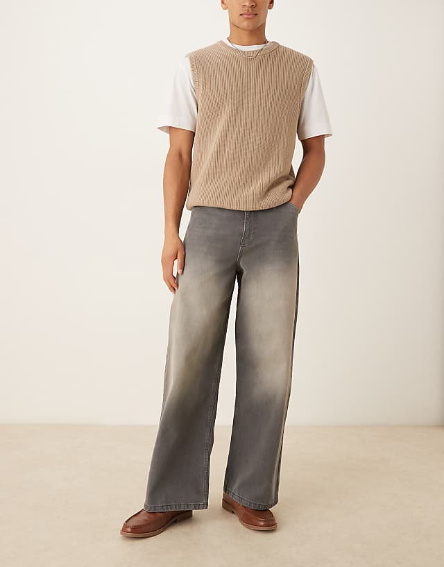 asos ASOS DESIGN super baggy jeans in grey wash