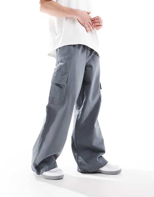 Asos ASOS DESIGN Super Baggy Pull On Cargo In Grey