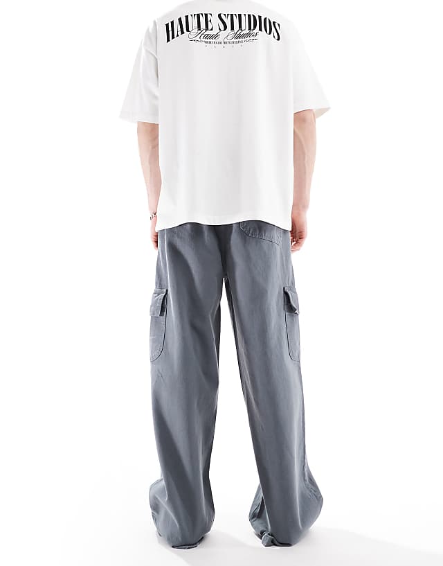 Asos ASOS DESIGN Super Baggy Pull On Cargo In Grey