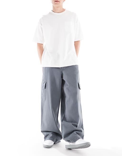 asos ASOS DESIGN super baggy pull on cargo in grey