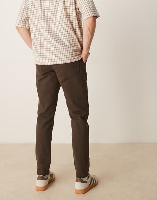 Asos ASOS DESIGN Tapered Fit Chinos In Brown