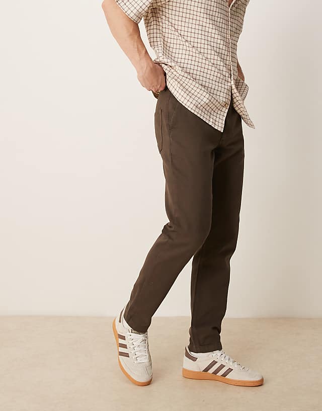Asos ASOS DESIGN Tapered Fit Chinos In Brown