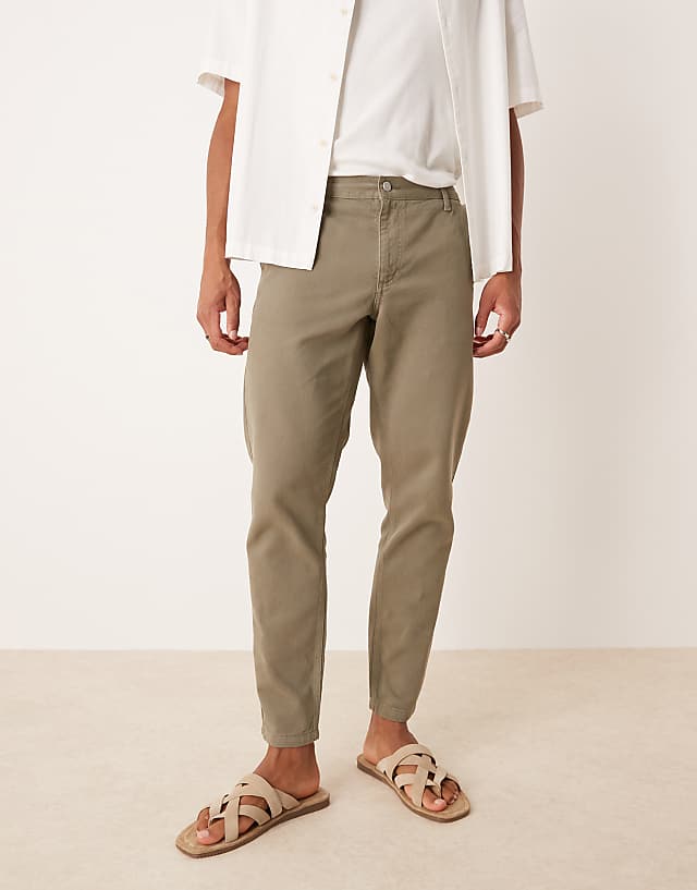 Asos ASOS DESIGN Tapered Fit Chinos In Khaki