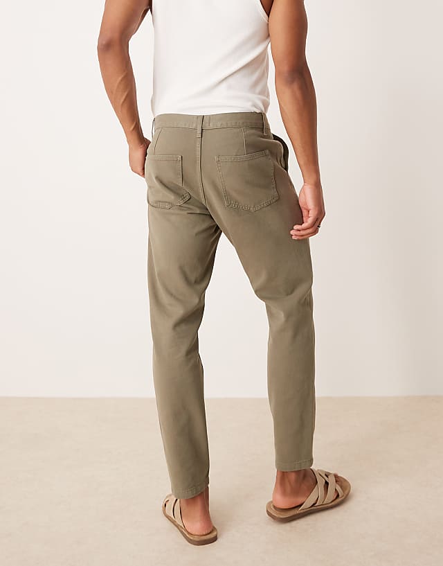 Asos ASOS DESIGN Tapered Fit Chinos In Khaki