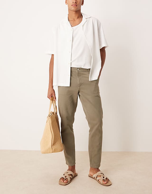 asos ASOS DESIGN tapered fit chinos in khaki