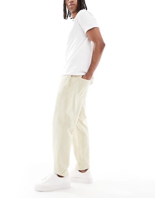 Asos ASOS DESIGN Tapered Pull On Chinos In Beige
