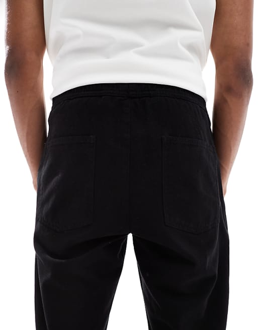 Asos ASOS DESIGN Tapered Pull On Chinos In Black