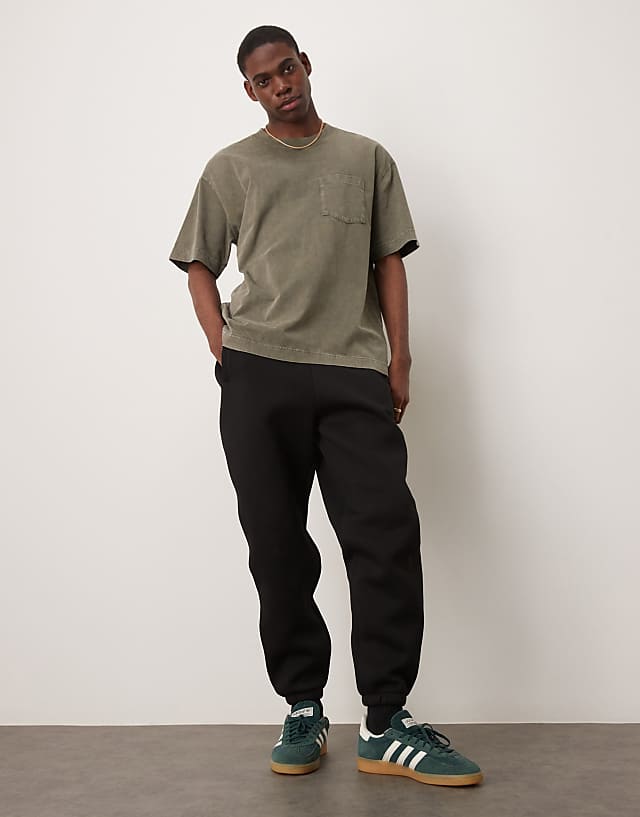 asos ASOS DESIGN tapered scuba jogger in black