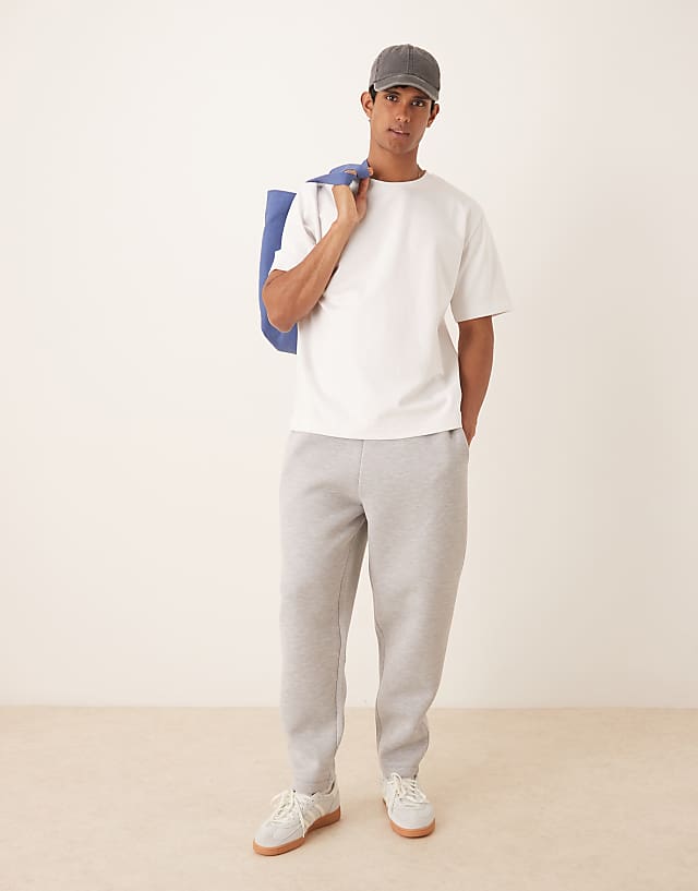 asos ASOS DESIGN tapered scuba jogger in grey marl