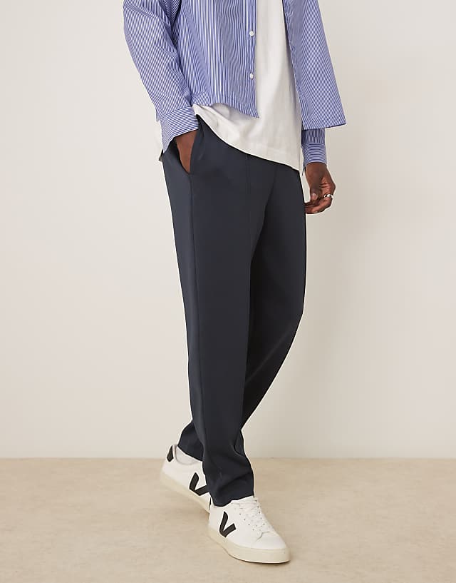 Asos ASOS DESIGN Tapered Scuba Jogger In Navy
