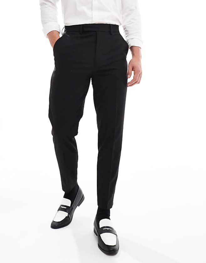asos ASOS DESIGN tapered smart trousers in black