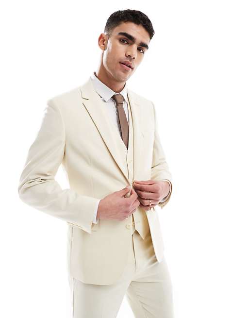 Asos ASOS DESIGN Tapered Suit In Stone