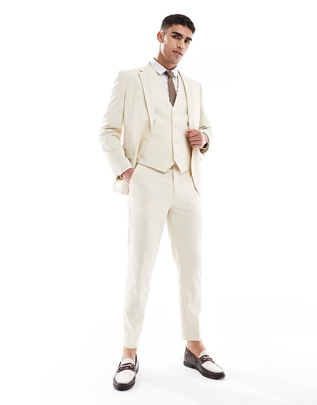 Asos ASOS DESIGN Tapered Suit In Stone