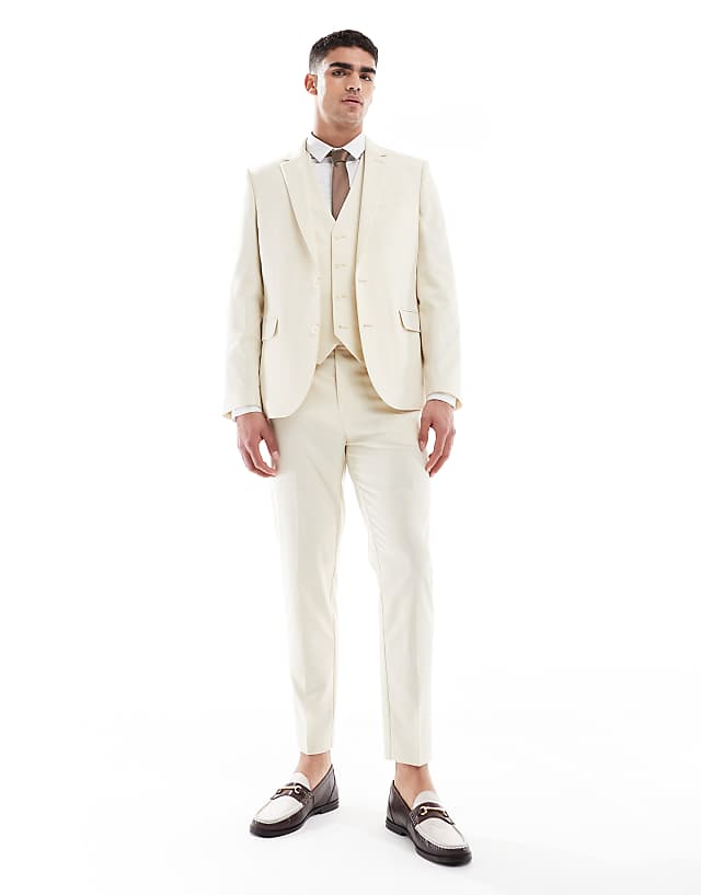 asos ASOS DESIGN tapered suit in stone