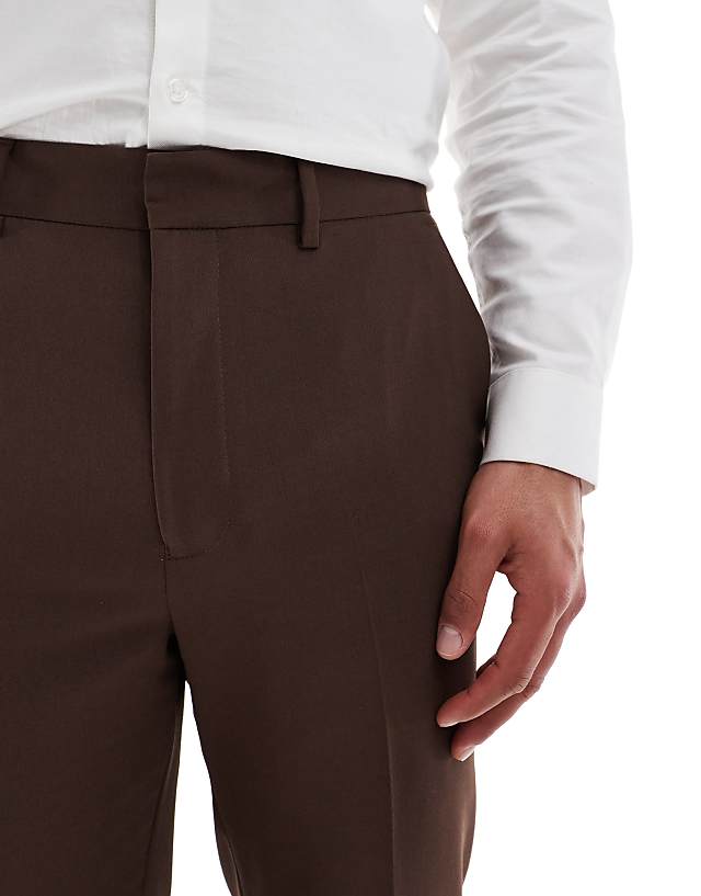 Asos ASOS DESIGN Tapered Suit Trousers In Brown