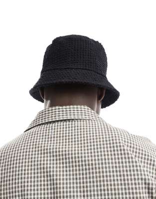 Asos ASOS DESIGN Textured Bucket Hat In Black