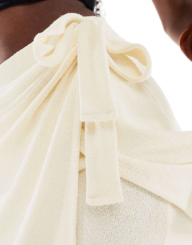 Asos ASOS DESIGN Textured Knit Wrap Skort In Cream