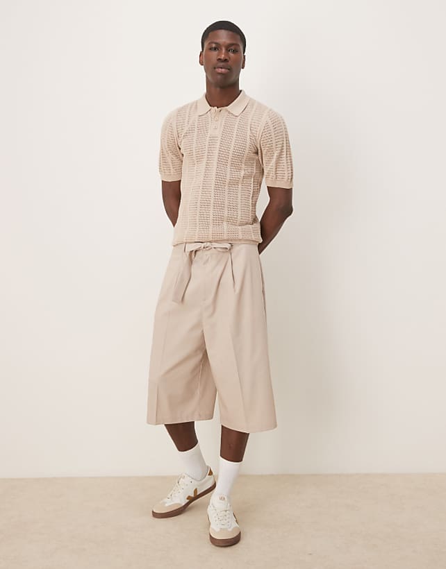 asos ASOS DESIGN textured polo in taupe