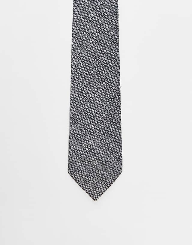 asos ASOS DESIGN textured tie in charcoal
