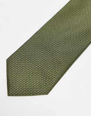 Asos ASOS DESIGN Textured Tie In Khaki
