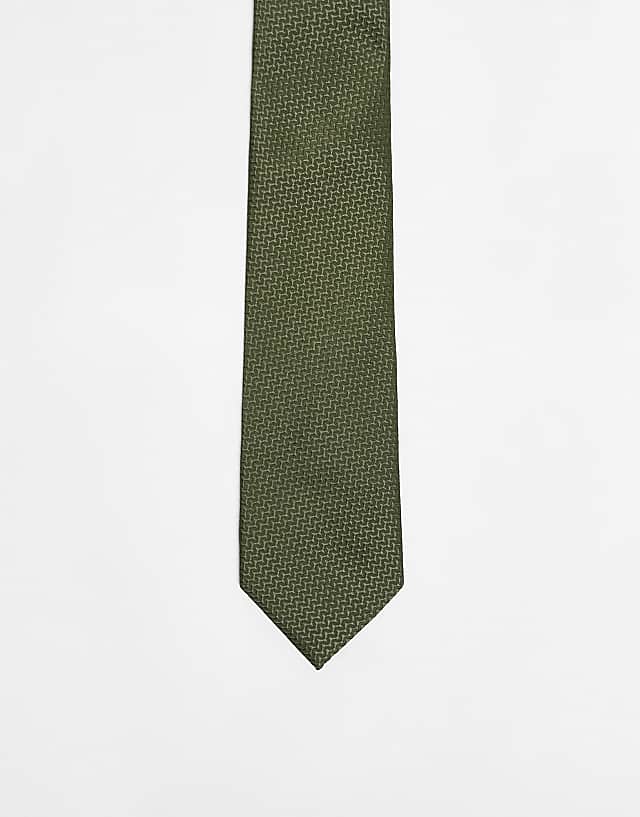 asos ASOS DESIGN textured tie in khaki