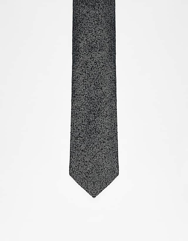 asos ASOS DESIGN tie with grunge texture in black
