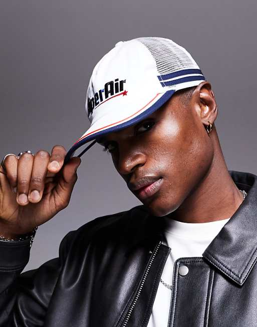 asos ASOS DESIGN trucker cap with graphic in white
