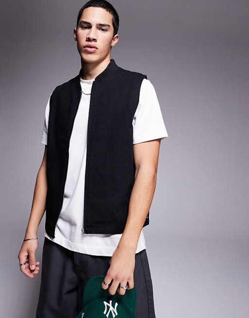 asos ASOS DESIGN washed gilet in black